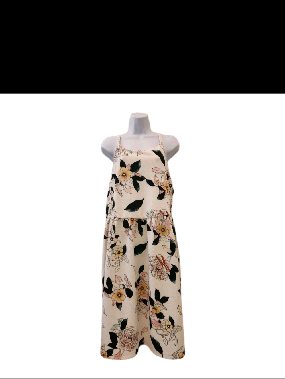 torrid Cream Floral Print Halter Skater Fit And Flare Tea Dress Sz 3 (3X)
